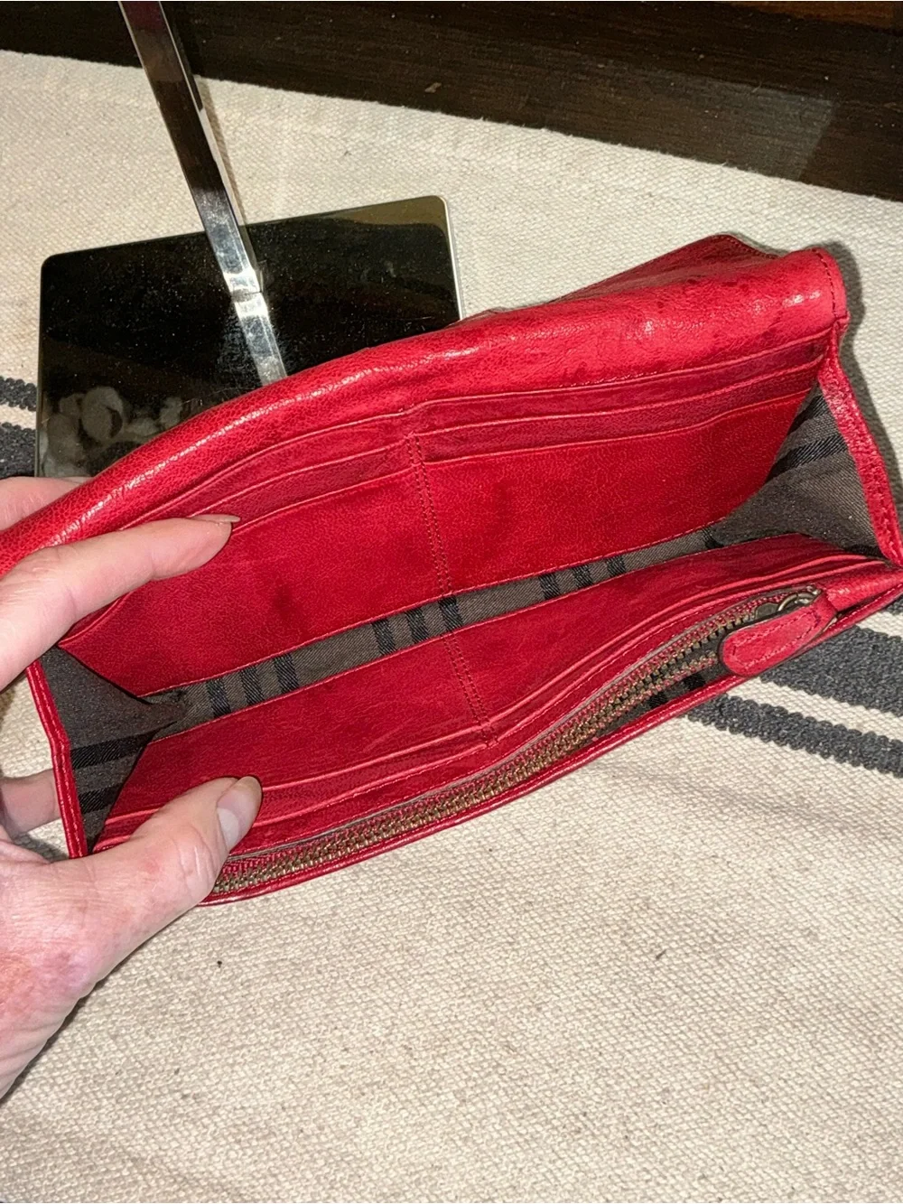 Frye Cameron Leather Burnt Red Continental Wallet Retail $178